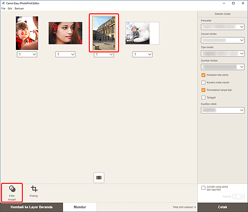 gambar: Layar Setelan Cetak