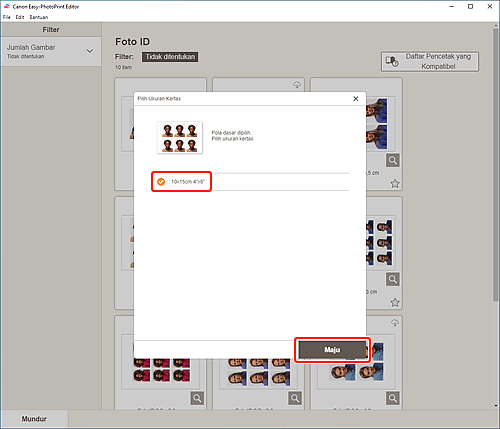 gambar: Layar Pilih Ukuran Kertas