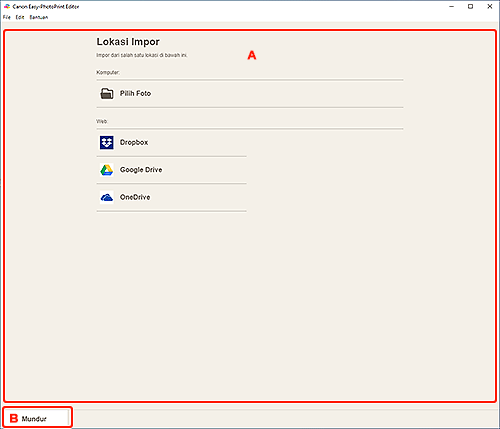 gambar: Layar Lokasi Impor
