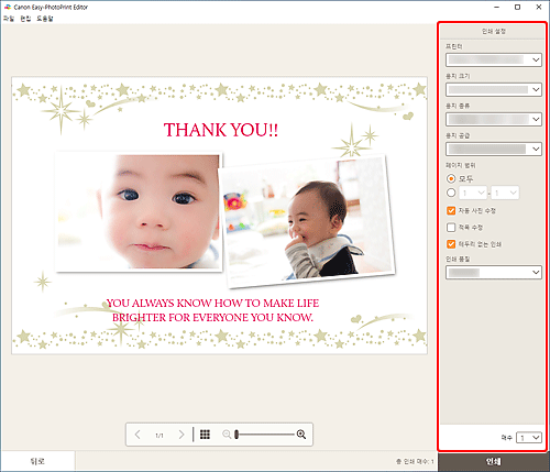 그림: [인쇄 설정] 화면