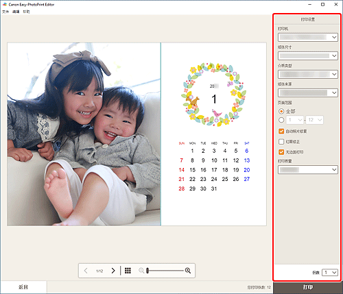 插图：&ldquo;打印设置&rdquo;屏幕