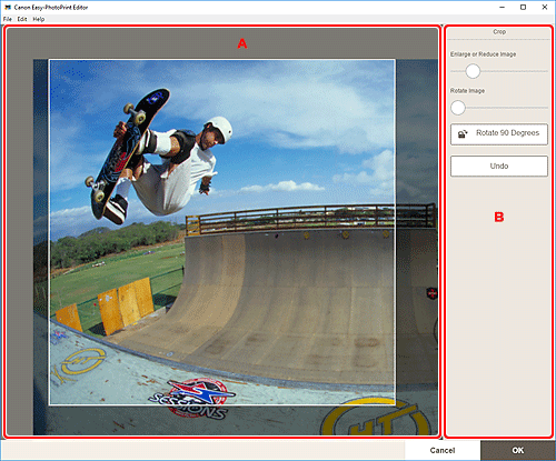 Imagen: Pantalla de recorte