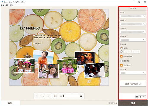 插图:“打印设置”屏幕