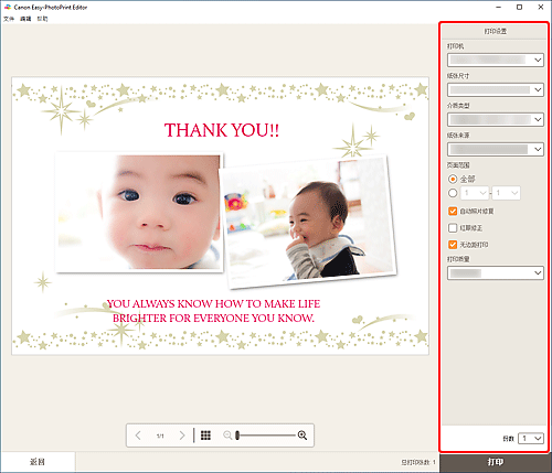 插图:“打印设置”屏幕