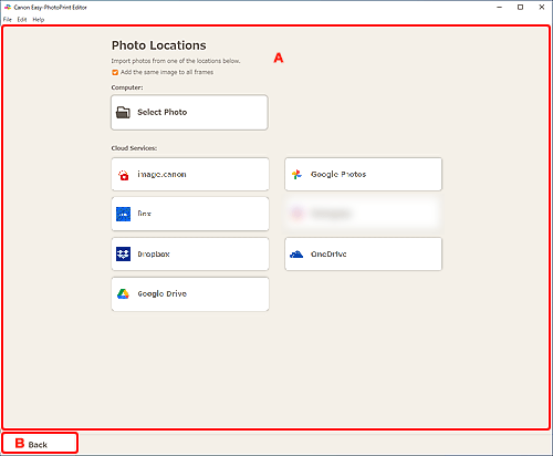 Imagen: pantalla Ubicaciones de fotos