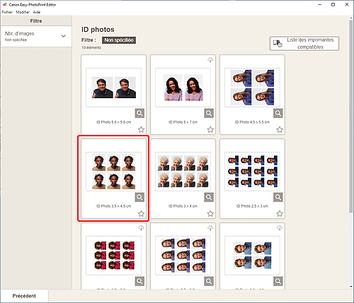 figure : Écran ID photos