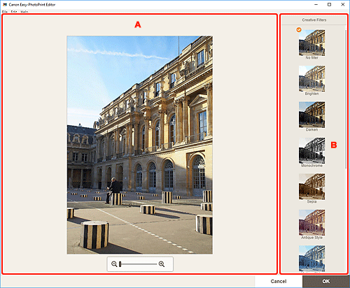 afbeelding: scherm Creatieve filters
