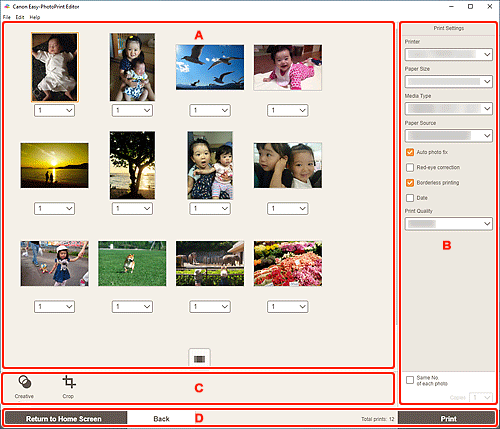 ภาพ: หน้าจอ "การตั้งค่าการพิมพ์"