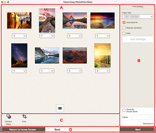 figure: Print Settings screen