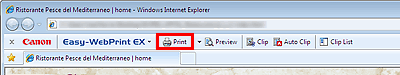 figure: Print button on Easy-WebPrint EX toolbar