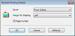 figure: Booklet Printing Details dialog box