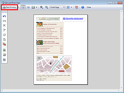 figure: Start Printing button in Edit and Print Clips screen
