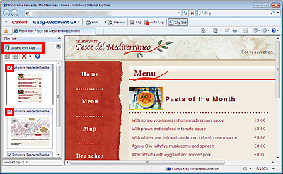 Imagen: botón Editar e imprimir recortes de la barra lateral Lista recortes