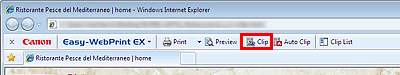 figura: Botão Clip na barra de ferramentas do Easy-WebPrint EX