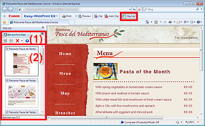 bild: Sidofältet Klipplista (Clip List)