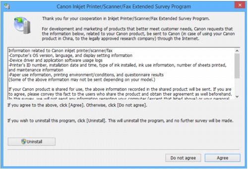 Imagen: pantalla de Extended Survey Program sobre impresora de inyección de tinta/escáner/fax