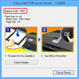slika: zaslon s sporočilom o napaki