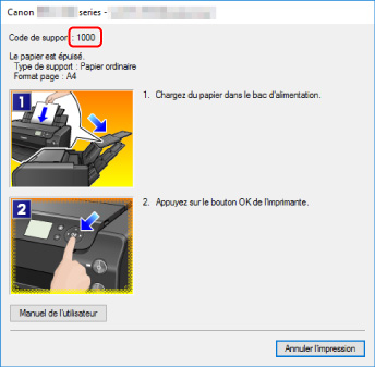 figure : Écran de message d'erreur