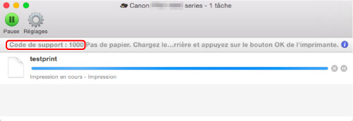 figure : Écran de message d'erreur