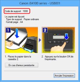 figure : Écran de message d'erreur