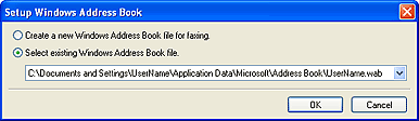 joonis: dialoogiboks Windowsi aadressiraamatu seadistamine