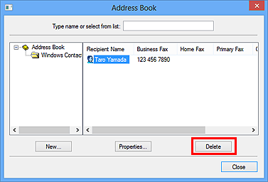 pav.: adresų knygos dialogo langas