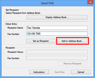 attēls: dialoglodziņš Sūtīt FAKSU