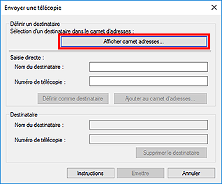 figure : Boîte de dialogue Envoyer une télécopie