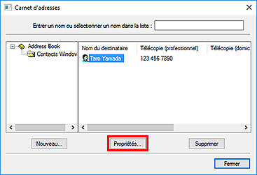 figure : Boîte de dialogue Carnet d'adresses