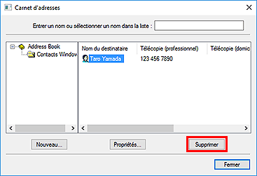 figure : Boîte de dialogue Carnet d'adresses