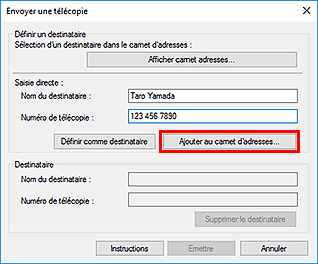 figure : Boîte de dialogue Envoyer une télécopie