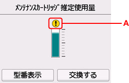 メンテナンスカートリッジ推定使用量の画面