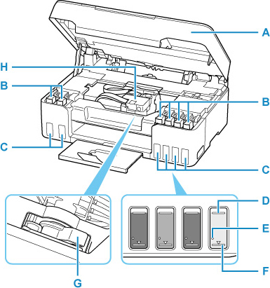 Canon Inkjet 手冊 G600 Series 內部視圖