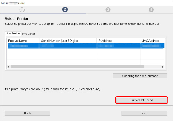 figure: Select Printer screen