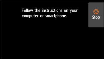 Bildschirm „Einfache Drahtlos-Verb.“: Den Anleitungen auf dem Computer oder Smartphone folgen.