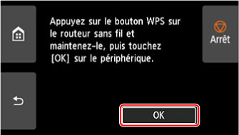 Écran WPS (Bouton pouss.)&nbsp;: sélectionnez OK