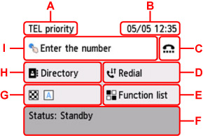 Fax standby screen