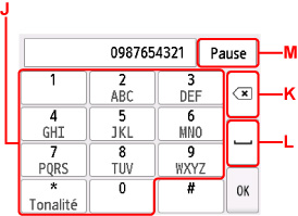 Fax/Tel number input screen