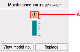 Maintenance cartridge usage screen