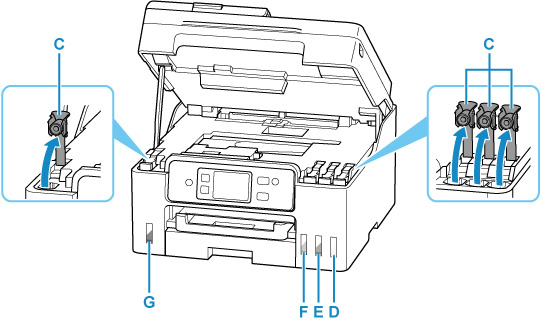 Image showing open ink tank covers