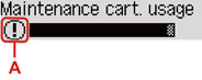 Maintenance cartridge usage screen