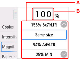 Magnification specification screen