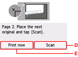 Original scanning confirmation screen