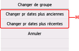Afficher l'écran de changement de groupe