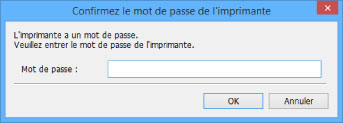 figure : Écran Confirmez le mot de passe de l'imprimante