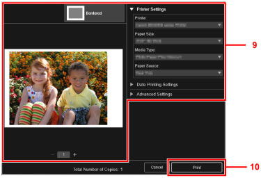 Figure: Print settings dialog box