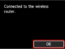 Completion screen (Connected to the wireless router.)