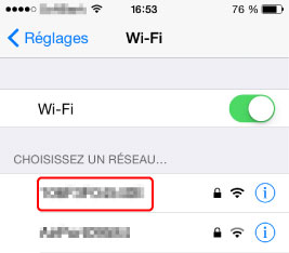 figure : écran des paramètres Wi-Fi