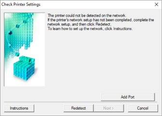 figure: Check Printer Settings screen