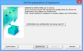 figure : Écran Vérifier paramètres d'impression